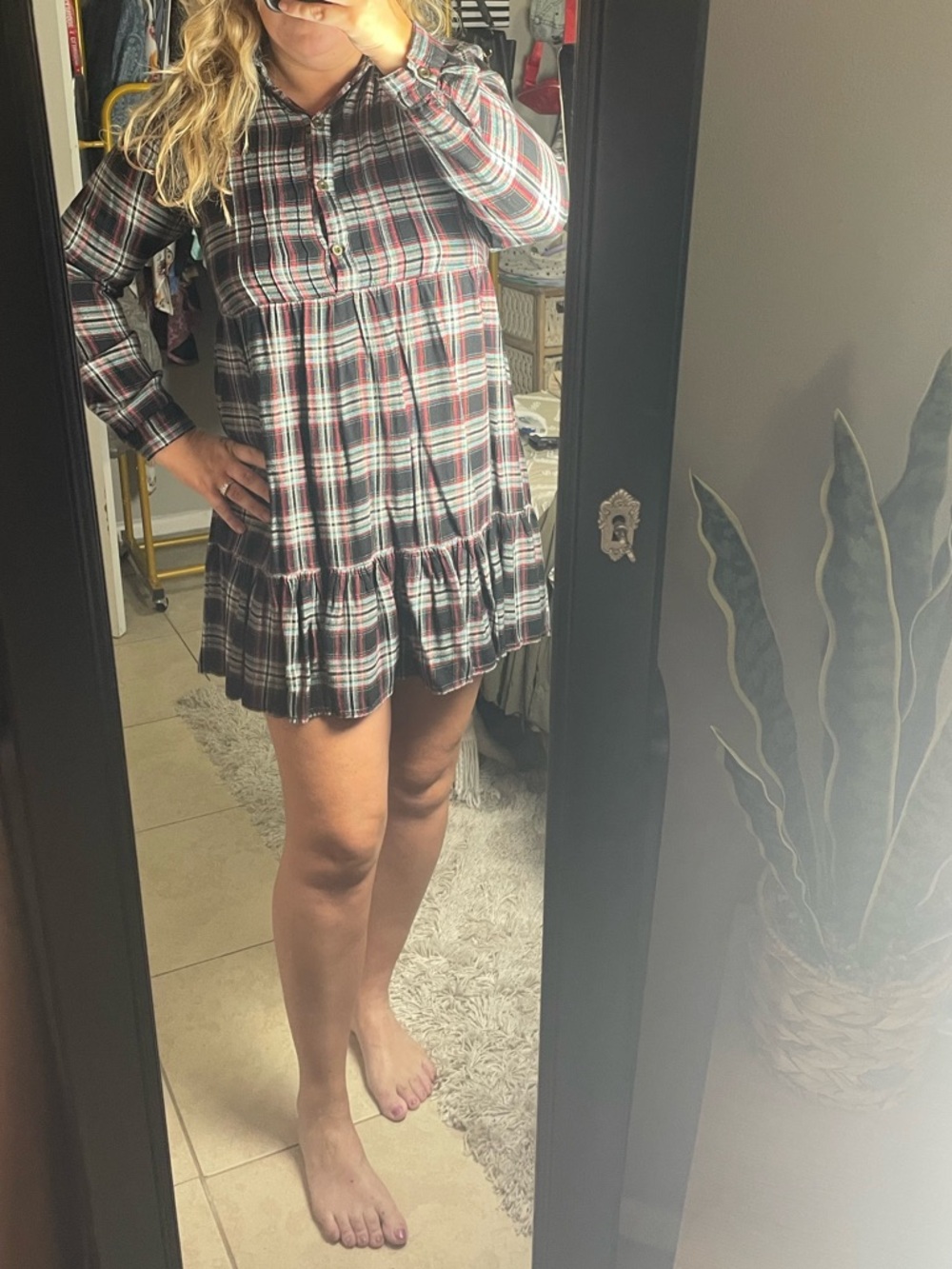 As U Wish Black Plaid Shirt Dress/ mini dress